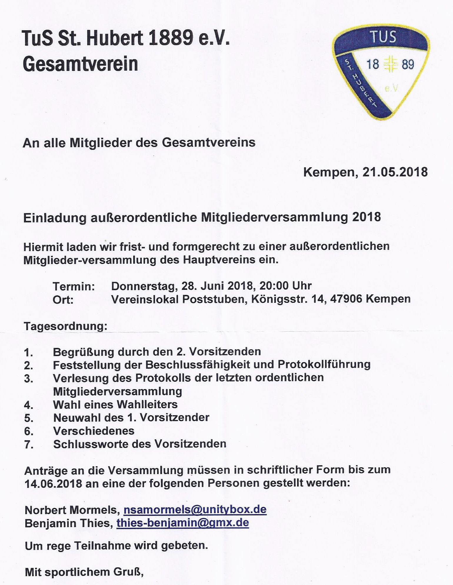 TUS Hauptverein 2018 2